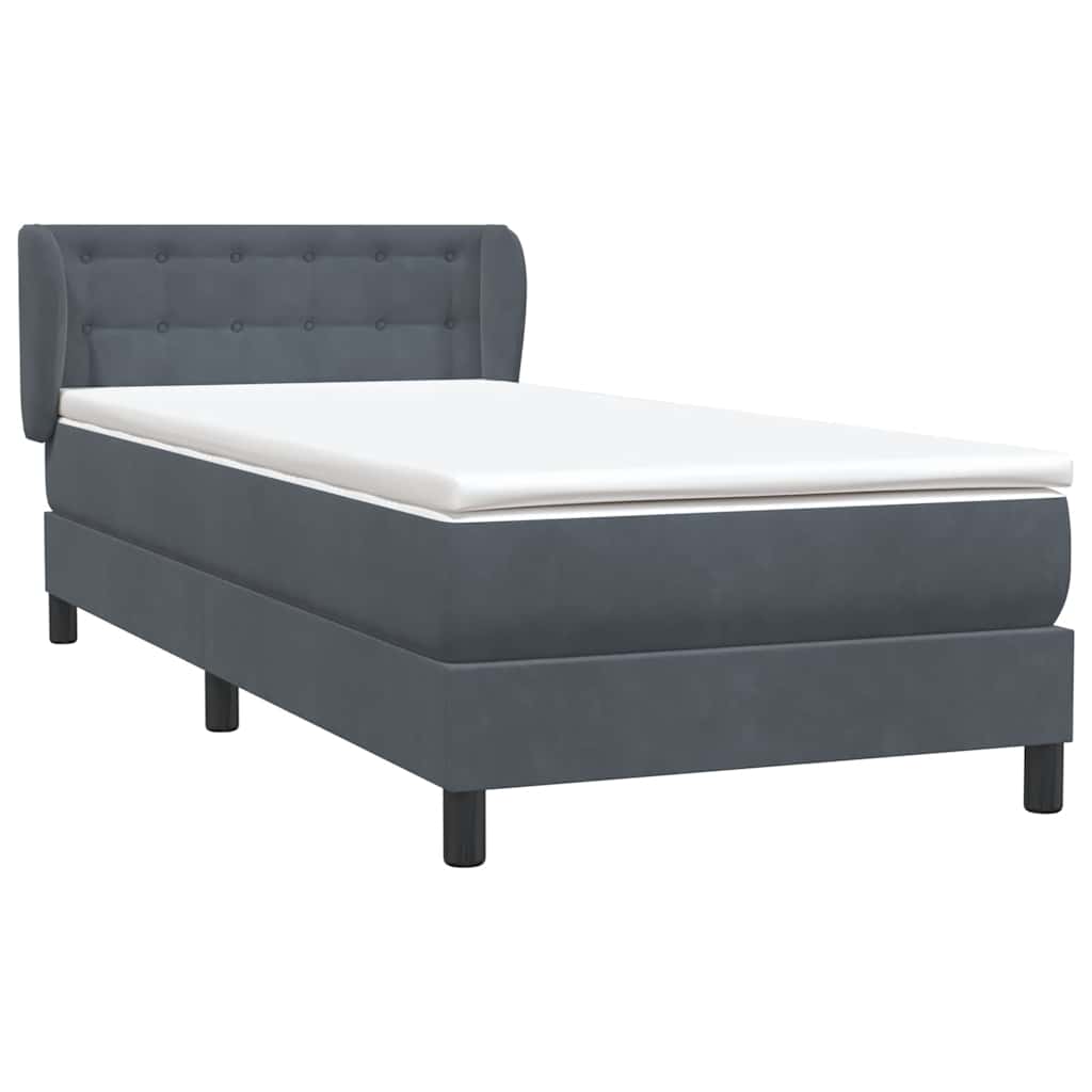 Box Spring Bed with Mattress Dark Gray 80 x 220 cm Velvet