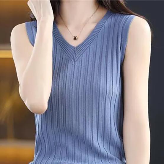 WTEMPO Большие размеры однотонные повседневные универсальные жилеты с V-образным вырезом женские весенне-летние топы без рукавов