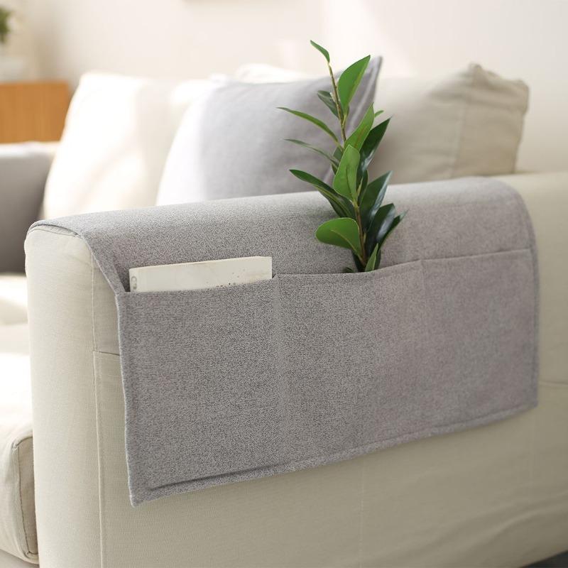 Новый хлопково-льняной чехол на подлокотник дивана Четыре сезона Противоскользящий и пыленепроницаемый Накладка на подлокотник Домашнее украшение Хранение Пульт дистанционного управления Книги