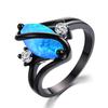 European and American Black Gold Horse Eye Round S Shaped White Zircon Ring