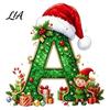 Reusable Christmas Stocking Tag 26 Alphabet Ornament, Personalized Letters Acrylic Tree Hanging Decoration with Ornament for Family Santa Hat And Elf