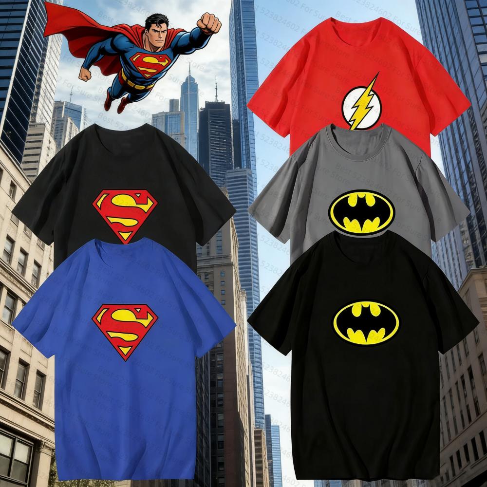 BatUnisex SuperUnisex Wonder Women tshirts Flash Cartoon Cotton TShirt Creative Loose Casual Short Sleeve Parent casual T shirt