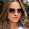 Large Frame Square Sunglasses Rimless Uv Protection Fashion Sunglasses Gradient Two-Color Eyewear New