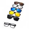 5 Lenes Magnet Clip Sunglasses Square Men Polarized Gray  Frame Custom Prescription Women Myopia Glasses