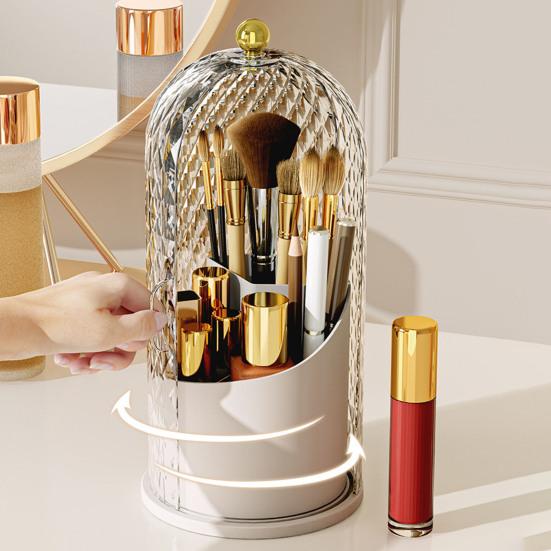 Держатель зубной щетки с крышкой, органайзер для хранения косметики, пылезащитный вращающийся на 360 градусов держатель для зубной щетки и кистей для макияжа