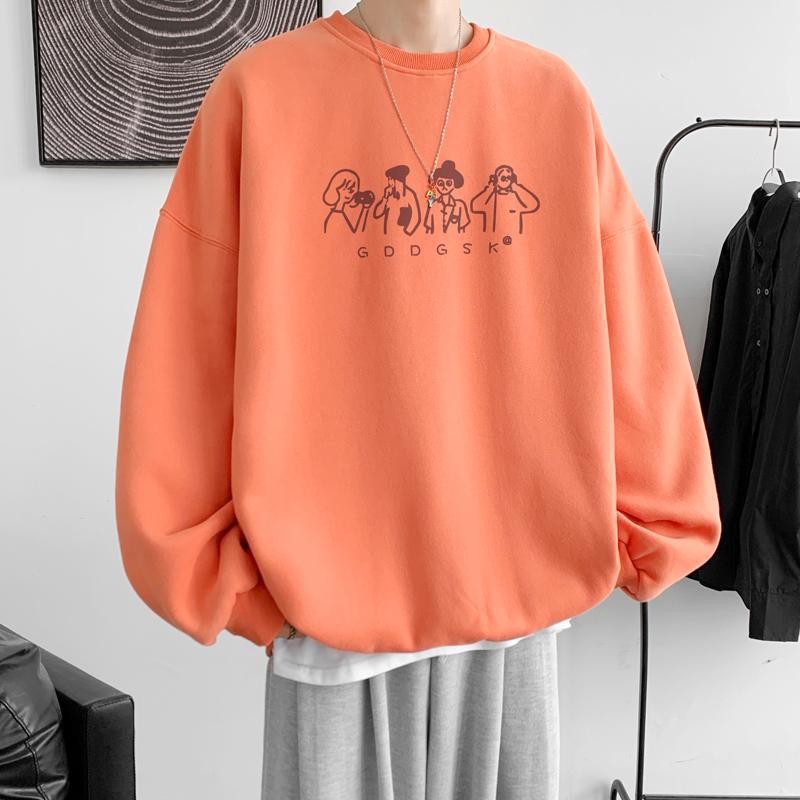 Толстовка с круглым вырезом, мужская, весна-осень, новый стиль, студенческая, подростковая, американская, повседневная, свободная, с тяжелым принтом, с длинными рукавами, куртка для мужчин