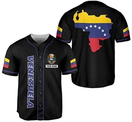 Mexico baseball team element print summer v-neck button-down baseball jersey