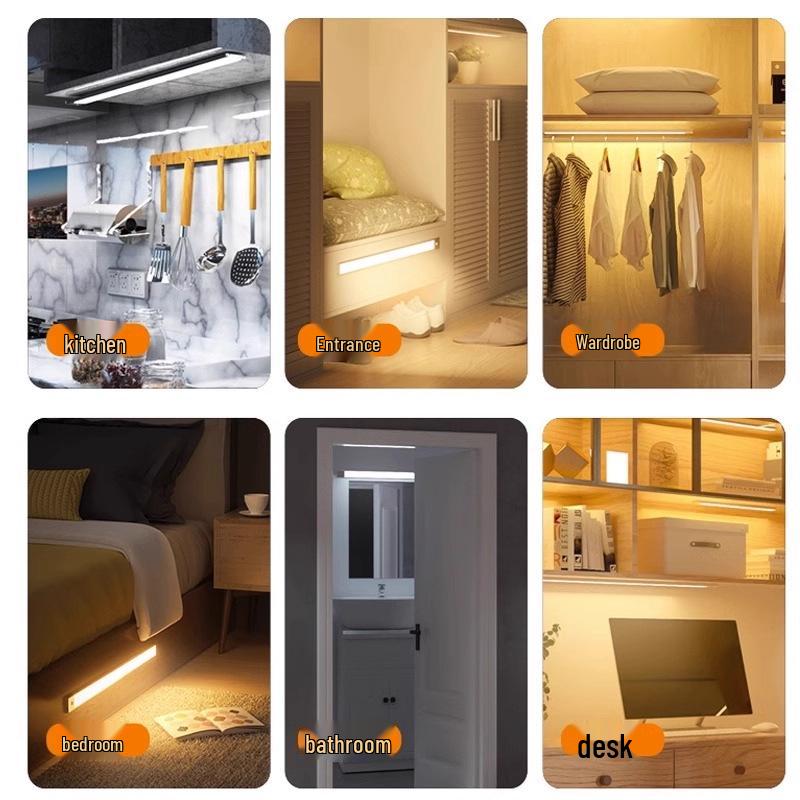 Перезаряжаемый светодиодный беспроводной магнитный ночник для кухни, гардероба или спальни