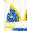 1011 European and American split swimsuit female sexy printed lace-up three-point bikini female halter design