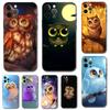 Animal Owl Phone Case for Iphone 5 5s 2020se 6 6s 7 8 Plus X 10 XR XS 11 12 13 Mini Pro MAX Black Tpu Back Cover