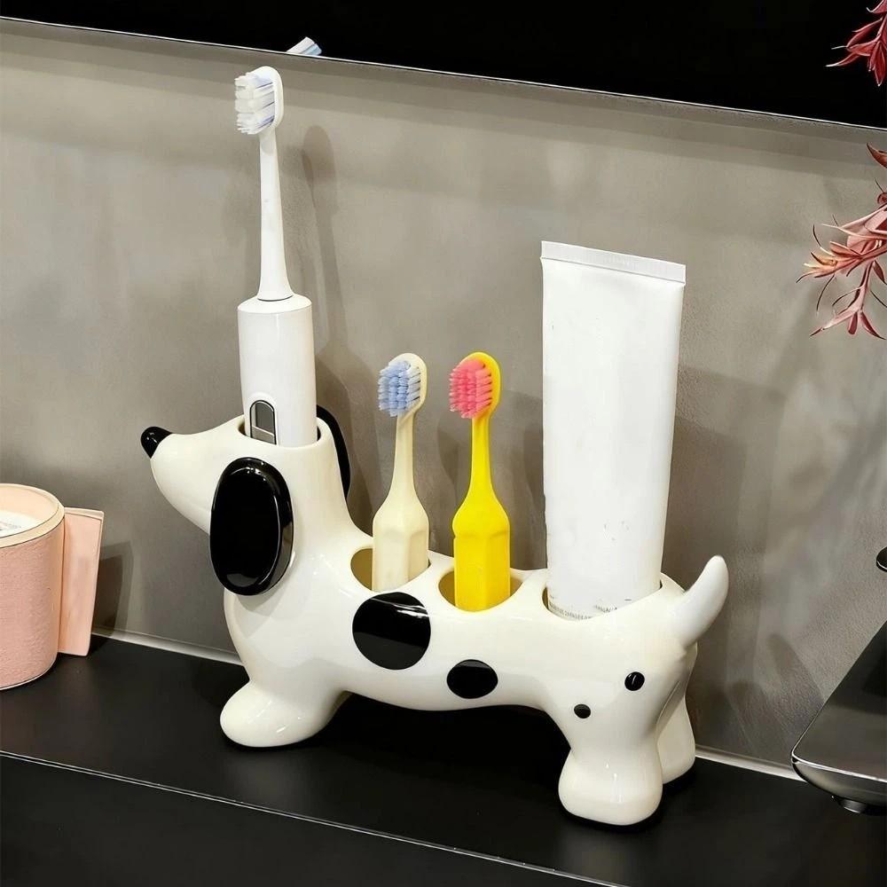 Cute Dog Shaped Toothbrush Holder Ceramic Toothpaste Toothbrush Base Washstand