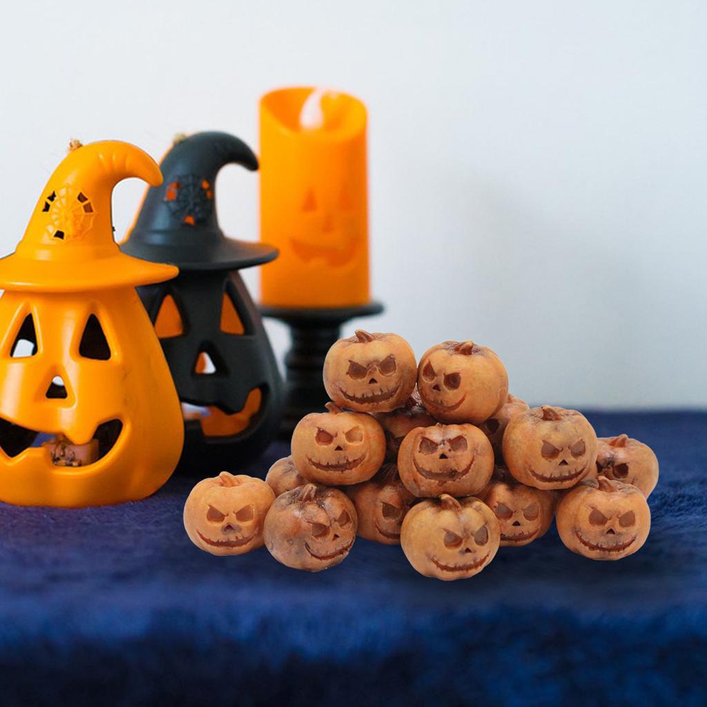 20PCS Miniature Pumpkin Figurines Halloween Mini Pumpkin Resin Sculptures Set Creative Pumpkin Room Table Home Party Decor