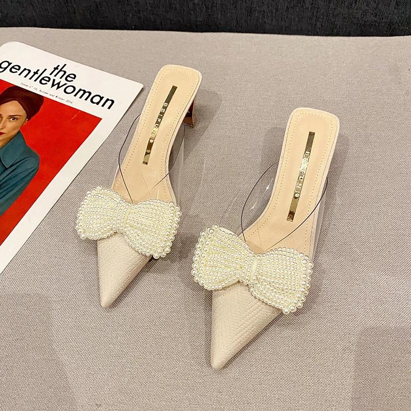 Новые женские трендовые прозрачные туфли на высоком каблуке для женщин с острым носком на каблуке модные туфли-лодочки с бантом на каблуке женские туфли на шпильках