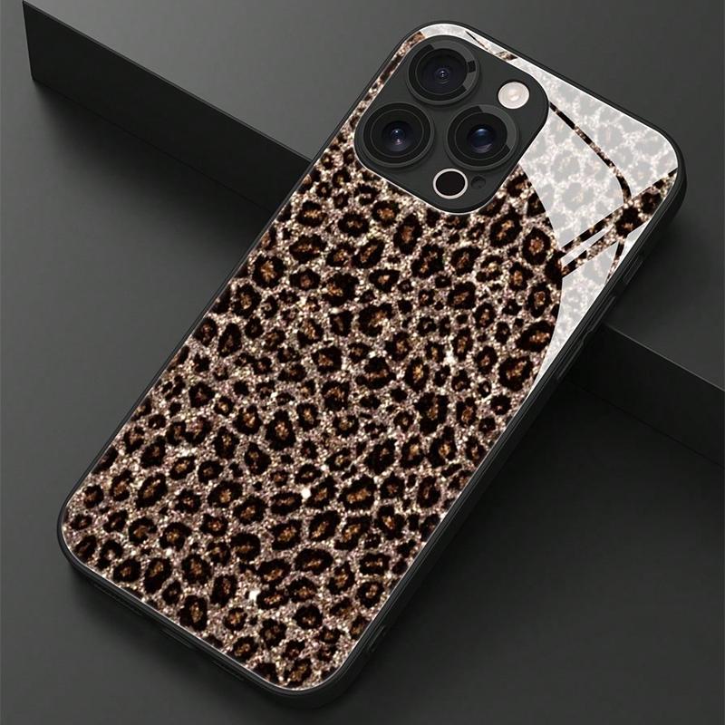 Чехол из закаленного стекла с принтом леопарда для iPhone 11 12 13 Pro Max 14 15 16 17 Pro 17Air 16E 7 8 Plus XR XS X