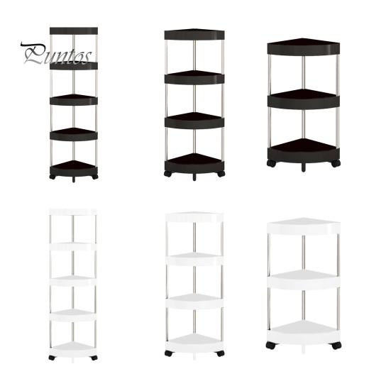 Storage Rack Rolling Cart with Multiple Layers Large Capacity 360-Degree Wheels Design Floor-standing Bathroom Corner Triangle Shelf