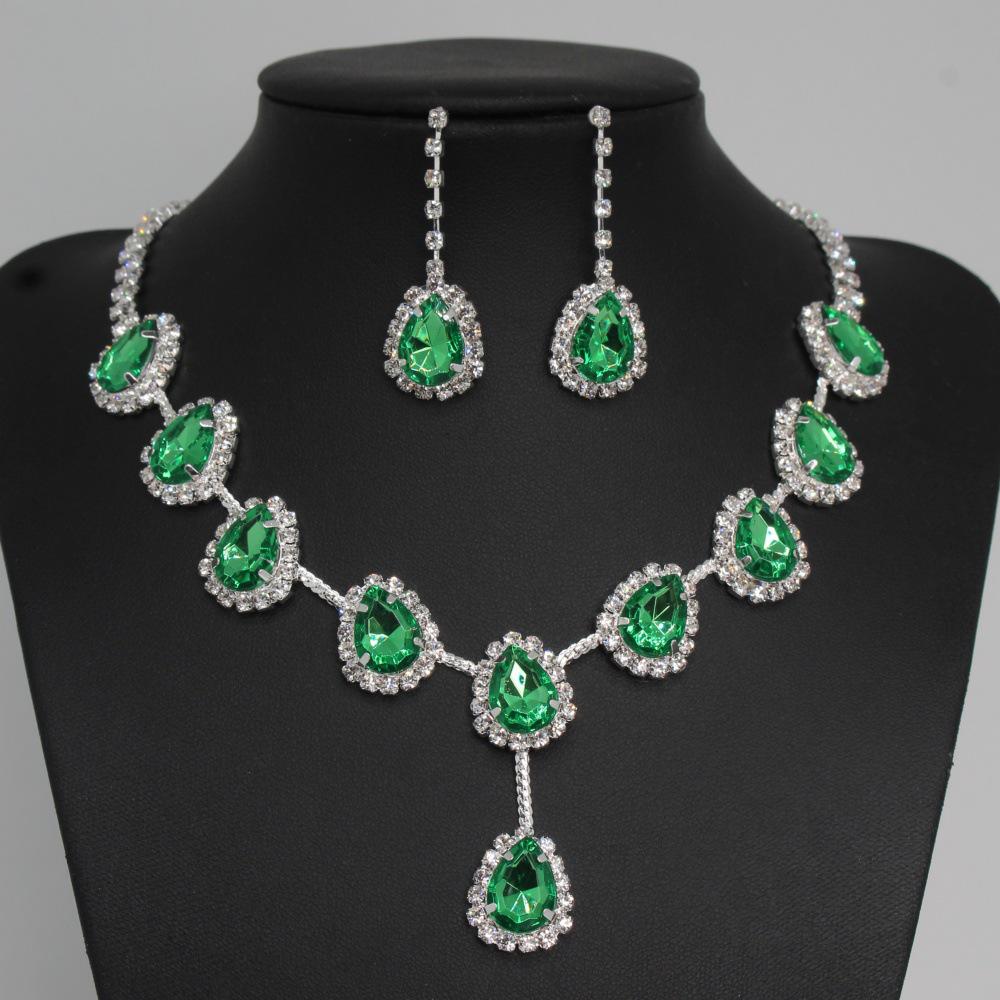 Европейская и американская мода, набор ожерелья и серег «Капля» с цветными бриллиантами - Свадебные украшения