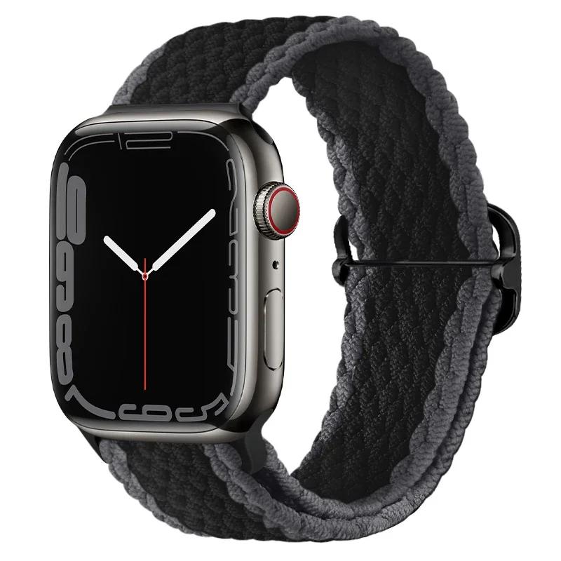 Плетеный ремешок Solo Loop для Apple Watch 10 Band 42 мм 46 мм 45 мм 44 мм 40 мм 9 8 7 6 5 4 SE 2 Регулируемый эластичный нейлоновый ремешок iWatch Ultra