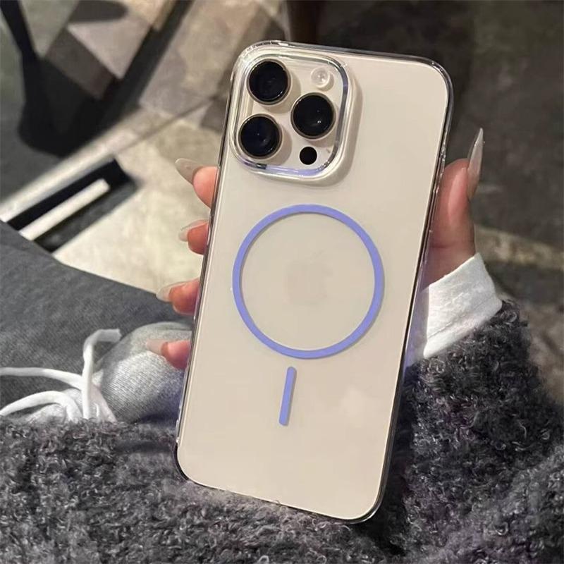 Thin Ring Magnetic Suction Suitable for IPhone16 Apple 14 Mobile Phone Case 15 ProMax New 12 Transparent 13 Protective Case Trend
