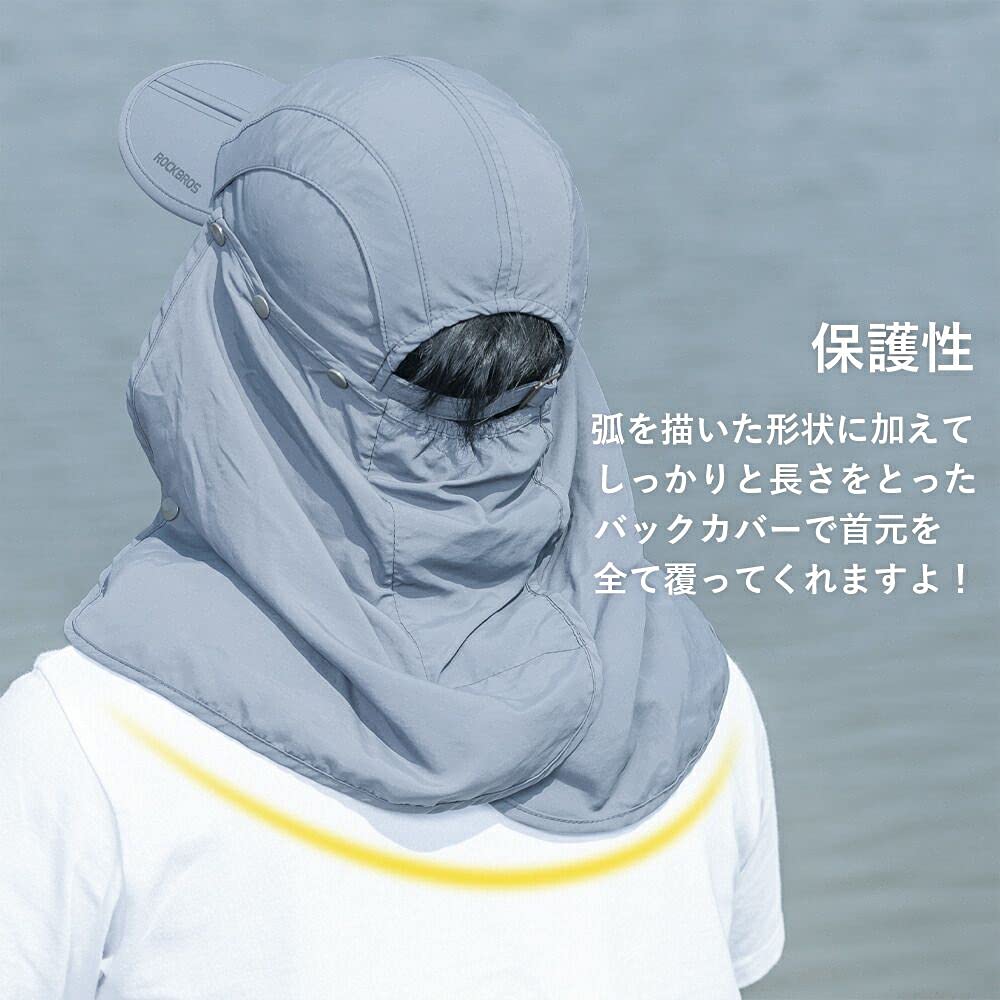 Rockbros Sun Hat Cap Face Cover Hat for and Outdoor Activities UV Protection Mesh Material Breathable Foldable with Chin Strap Unisex Compact