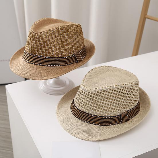 Summer Straw Sun Hat Breathable Woven Material UV Protection Hat with Wide Brim Versatile Summer Accessory