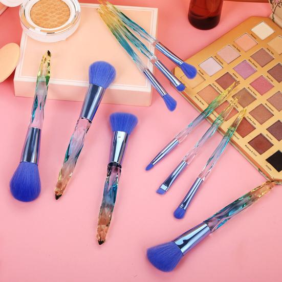 10 шт./набор кистей для макияжа с ручкой из искусственного кристалла, портативная многофункциональная основа, рассыпчатая пудра, румяна, тени для век