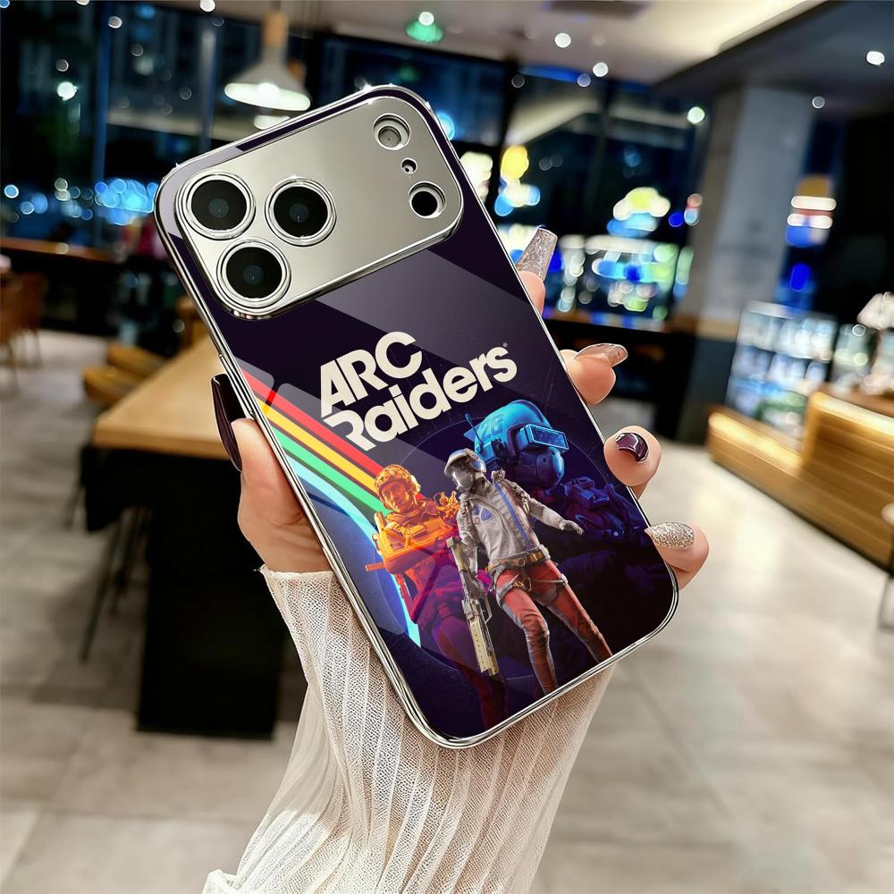 Game A-ARC Raiders Phone Case For iPhone 17 16 15 14 13 12 Pro Max Plus Electroplated Metal Shockproof Bumper Case Glass Back