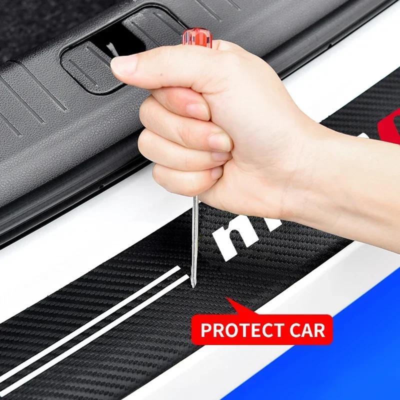 Car Carbon Fiber Rear Bumper Trunk Protection Stickers For Nissan Nismo Tiida Teana GTR Juke Note Versa Almera Accessories