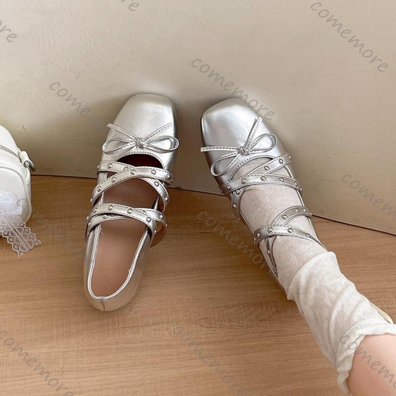 Празднуйте французские ретро туфли Мэри Джейн с мелким вырезом для женщин, с внутренней танкеткой, квадратным носком, одинарные, с перекрещенными ремешками, однотонные балетки