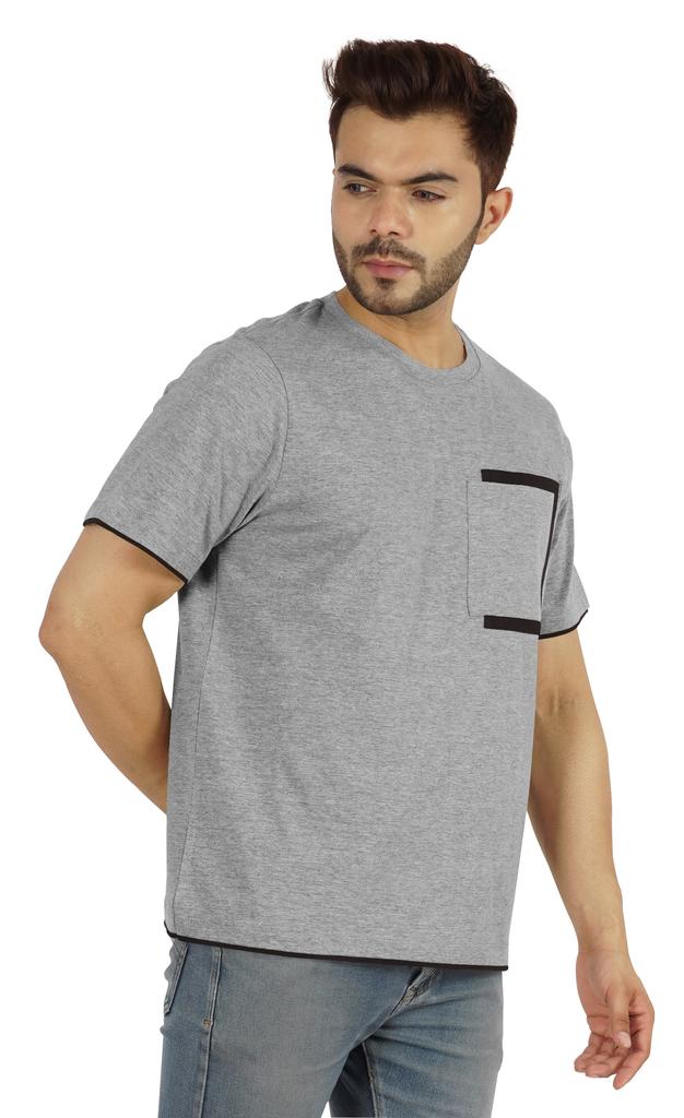 Inkmeso Мужские футболки с круглым вырезом, повседневные базовые рубашки с коротким рукавом и накладным карманом