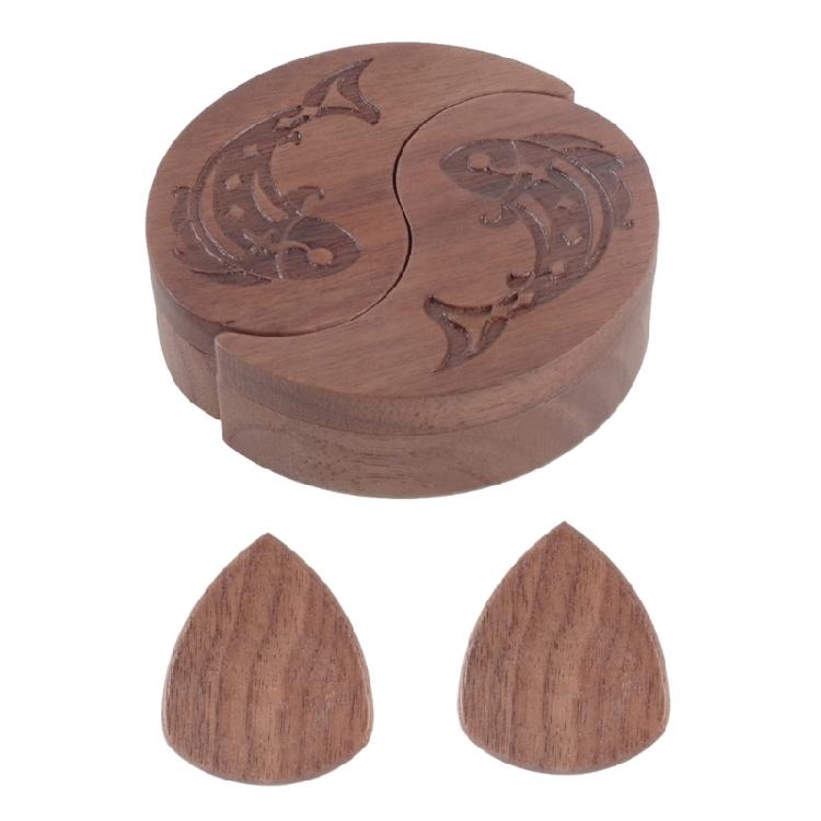 Wood Pick Storage Box Rotating Open Guitar Plectrums Cases Box Light Weight Portable Guitar Pick Holder Enduring