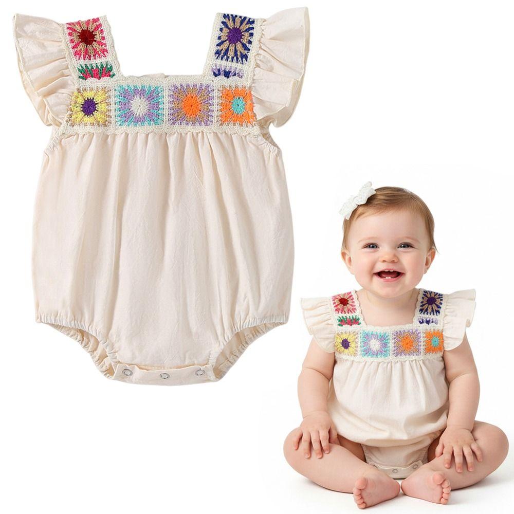 Ruffle Sleeveless Baby Girl Romper Square Neck Infant Bodysuit Onesie Bubble Romper Summer Clothes