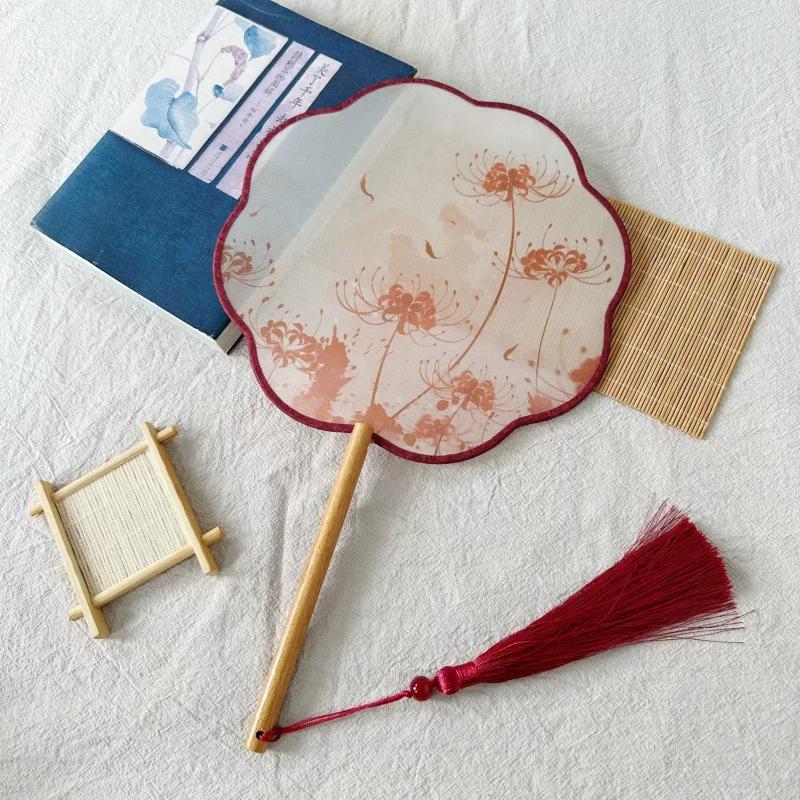 New Style Ancient-Style Semi-Transparent Round Fan for Dance, Hanfu Traditional Round Fan, Retro Classical Dance Chinese-Style Fan
