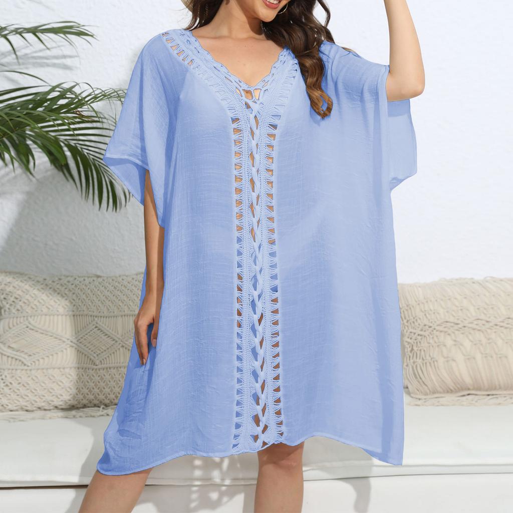 Женское свободное платье ручной работы в стиле пэчворк с цветочным принтом, пляжное бикини, наружные накидки