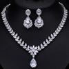 T0121 3A Zircon Set, Super Flash Bridal Banquet Jewelry, Earrings And Necklace Two-Piece Set.