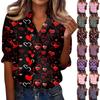 Женская рубашка с рукавом 3/4, V-образным вырезом, с принтом, рабочая одежда, повседневная, стандартного кроя, с воротником