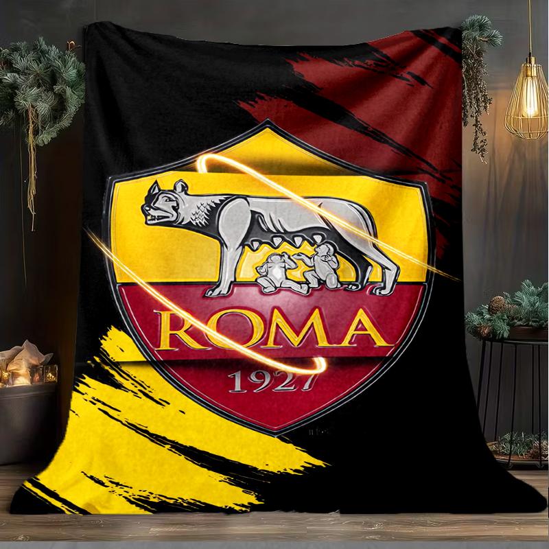 1PC Rome Wolf Football club Printed Soft Flannel Blanket Throw for Adult Bedroom Living Room Sofa Camping Travel Fan gifts Christmas Gifts