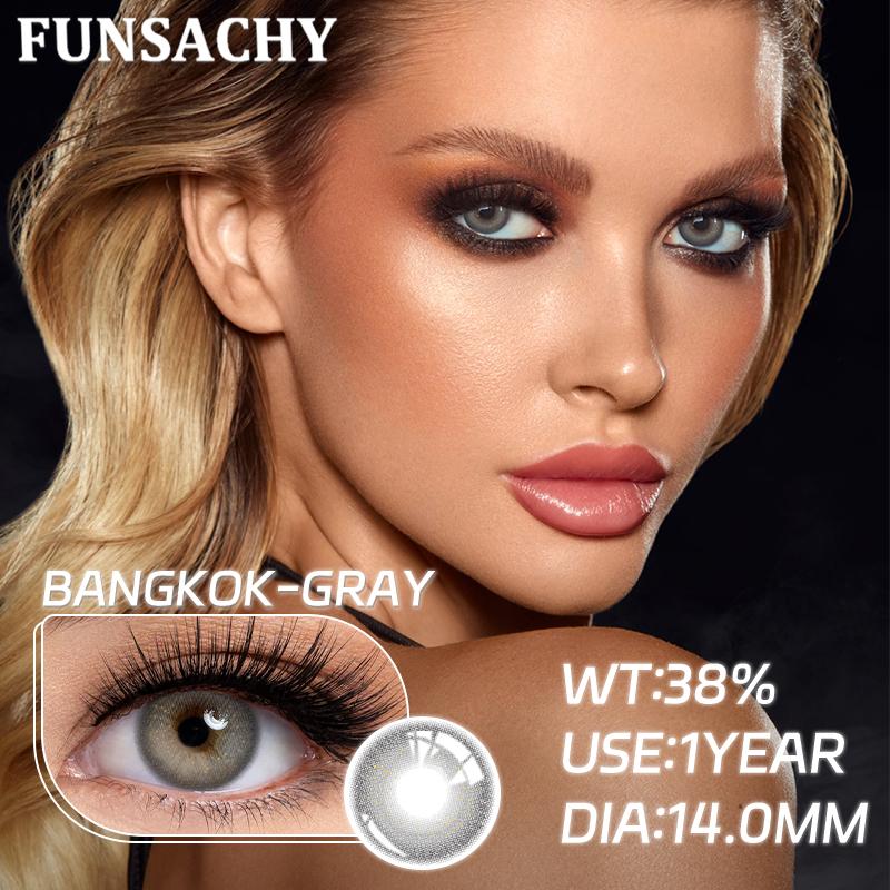 FUNSACHY 2pcs New Colored Lenses for Eyes Black Pupil Natural Contact Lenses Brown Gray Colorful Cosmetic Lens Fast Shipping