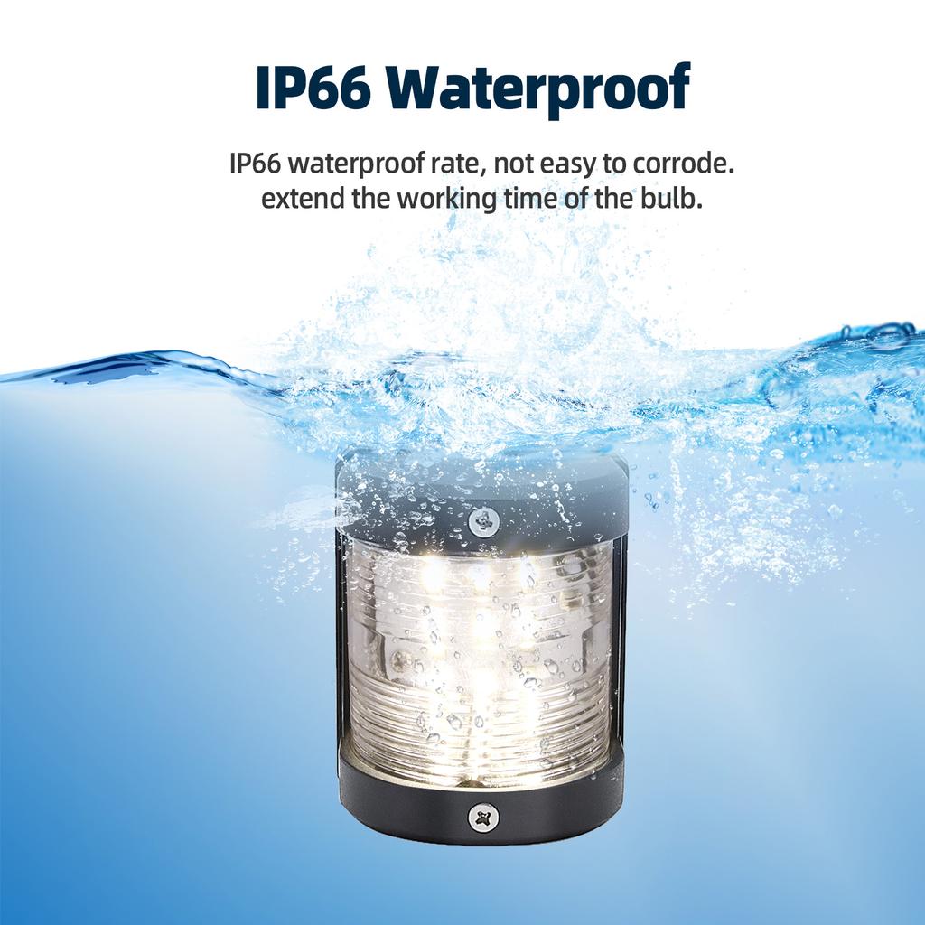 White Light 12V LED Marine Signal Navigation Light Waterproof Signal Light for Marine Boat Yacht Sailing Indicator Lighting