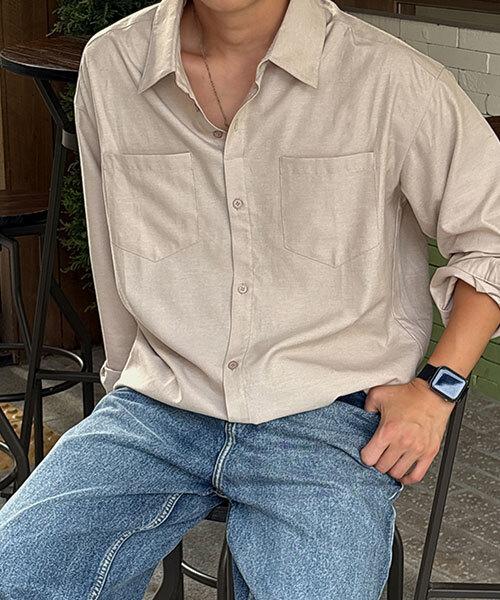 BYMONO [Plus Sizes M-6Xl] Snug-Up Shirt Hidden Button Automatic Tuck Long Sleeve Shirt
