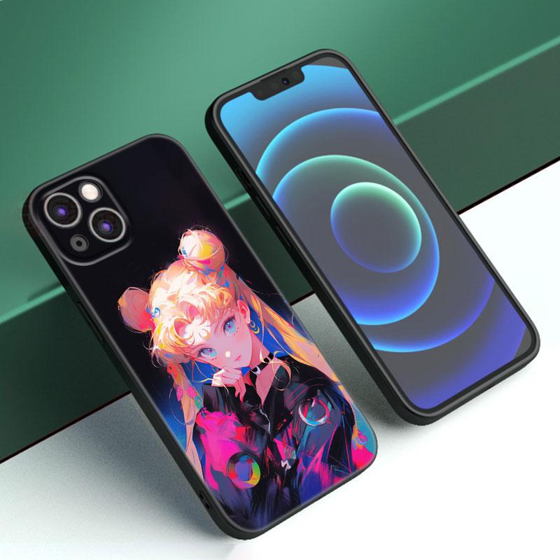 Японский мультфильм Sailor Moom черный силиконовый чехол для телефона для Apple iPhone 12 13 Mini 11 14 15 Pro Max 7 8 Plus X XR XS SE 2020 2022
