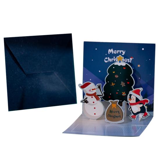 1 компл. Рождественская поздравительная открытка с Санта-Снеговиком и милым мультяшным принтом Клауса и лося, Рождественская открытка для