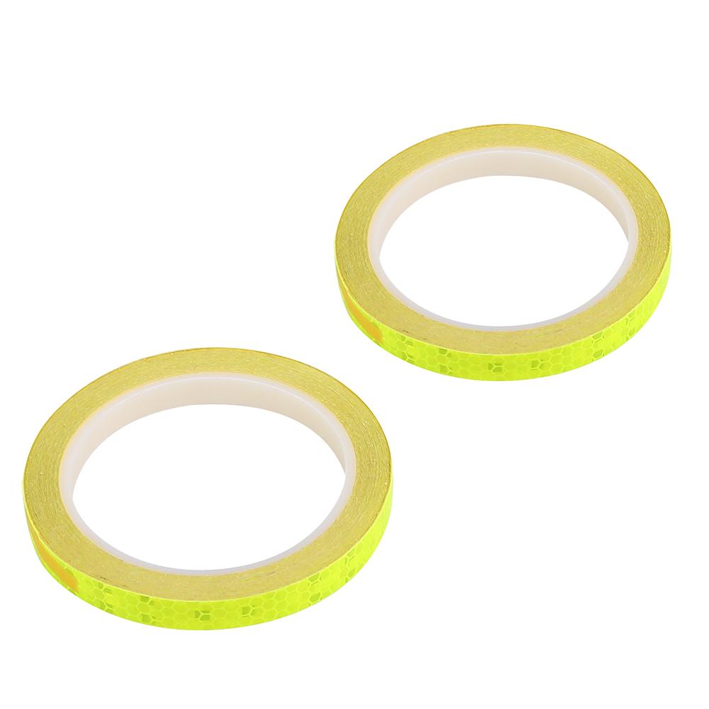 2Rolls Bicycle Cycling Reflective Stickers Security Wheel Decal Stripe Tape (Yellow)