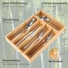 Upassion Bamboo Kitchen Drawer Organizer 8.25 Inch Narrow Utensil Silverware Tray for Cutlery Knives Small Flatware Holder Natural Color Home Storage