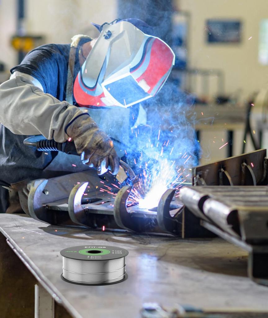 AIXZGLOBAL Сварочная проволока из низкоуглеродистой стали для MIG-сварки, порошковая проволока, сварочная проволока, идеально подходит для DIY, 1 кг, полуавтоматическая, без газа, 0,8 мм