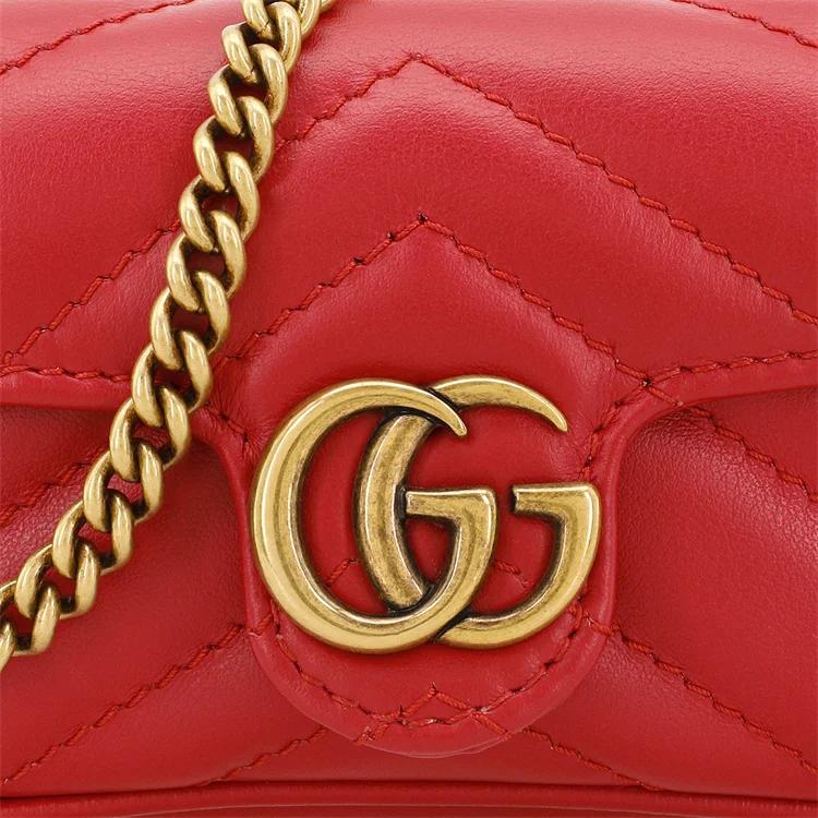 GUCCI GG Marmont Quilted Leather Handbag Coin Purse Extra Mini Women's Red (Unisex) Wallets 575161 DTDCT 6433
