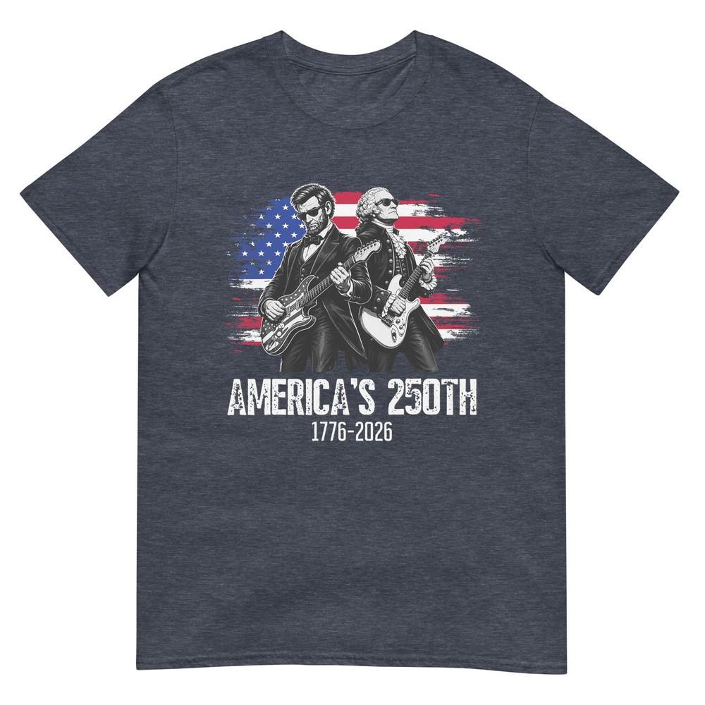 George Washington Lincoln Playing Guitar 4th July 250th TShirt
