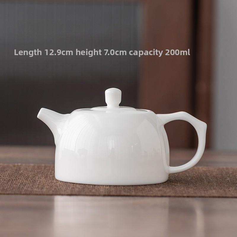 White Porcelain Teapot Handmade Ceramic Kungfu Tea Set with Side Handle Xishi Style