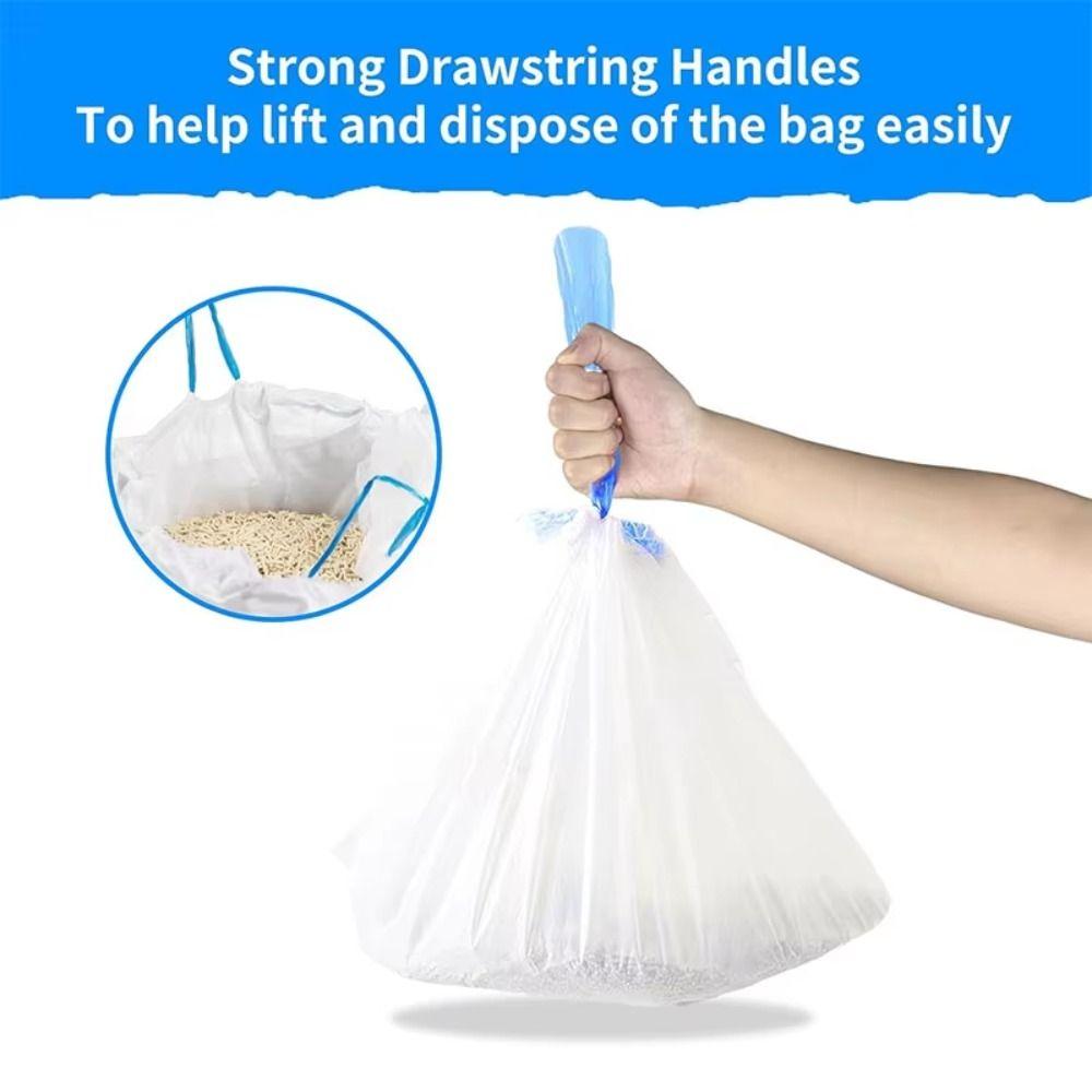 2 Roll Portable Drawstring Trash Bags 45x50cm Large Garbage Bag Durable Plastic Bag Household Use