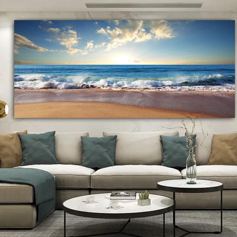 Пляжный закат, настенные художественные постеры, большой пейзаж, холст, картина, принт, скандинавские лесные деревья, украшение стены, картина для домашнего декора