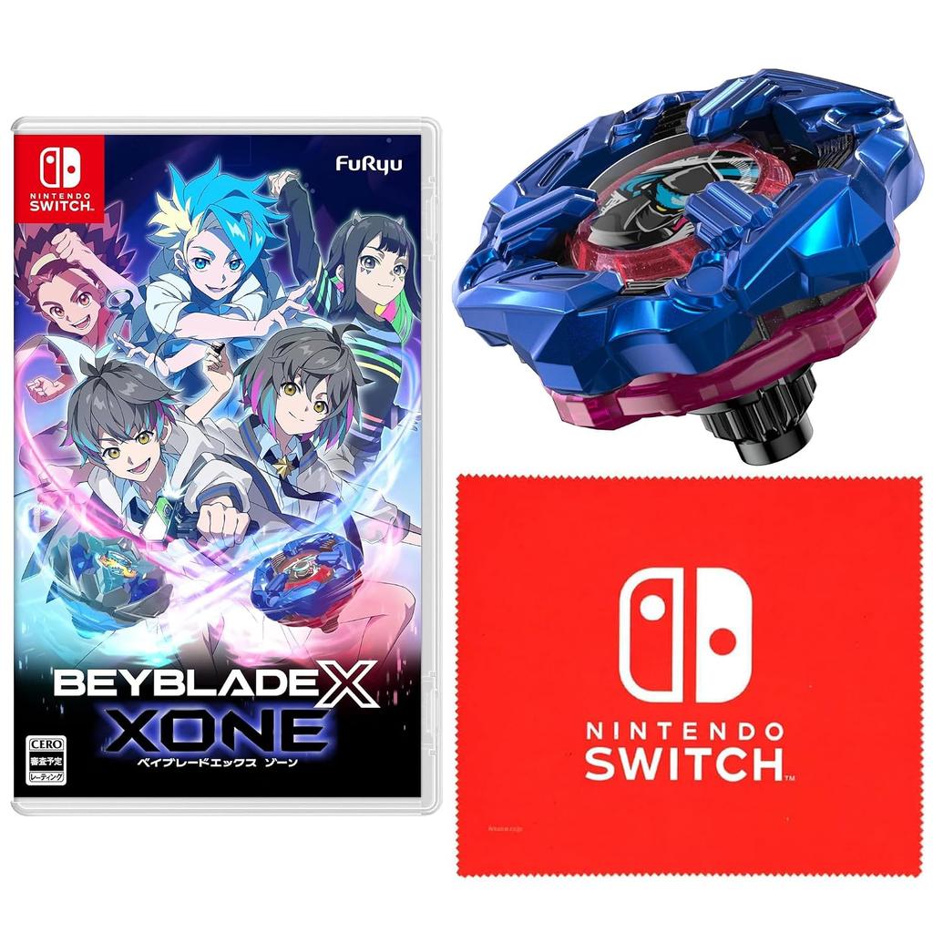 Бейблейд X XONE - Бонус от производителя Switch Нож-сюрикен 4-60LF Металлическое покрытие Синий В комплекте салфетка из микрофибры с дизайном логотипа Nintendo
